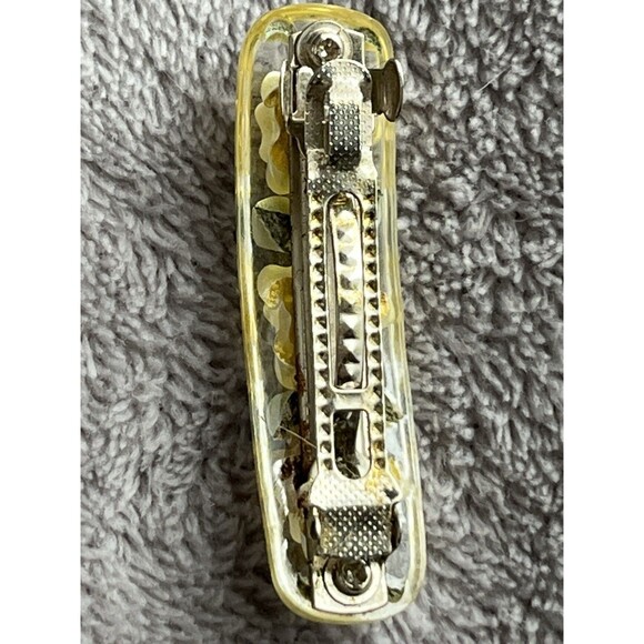 Artistic Vintage Yellow Rose Lucite Barrette Junior Size - Picture 4 of 7